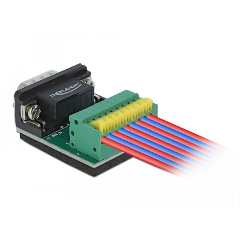 Delock Adapter D-Sub 9 Pin Buchse zu Terminalblock 9 Pin mit Drucktaster