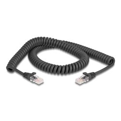 Delock RJ45 Spiralkabel Stecker zu Stecker Cat.5e 2 m schwarz