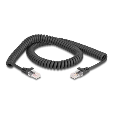 Delock RJ45 Spiralkabel Stecker zu Stecker Cat.5e 2 m schwarz