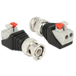 Delock Adapter BNC Stecker Terminalblock mit Drucktasten 2 Pin