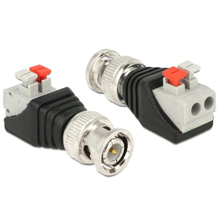 Delock Adapter BNC Stecker Terminalblock mit Drucktasten 2 Pin