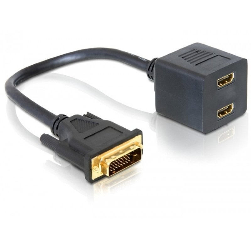 DeLOCK Adapter DVI 25 male 2x HDMI female 0.2 m DVI-D 2 x HDMI Black
