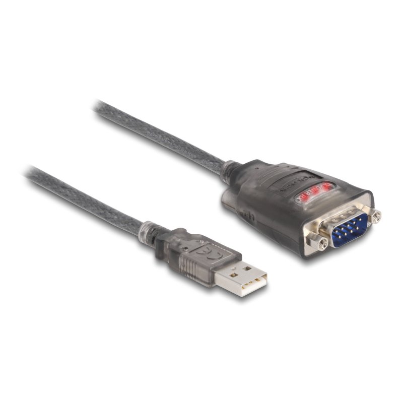 DeLOCK Adaptateur USB 2.0 Type-A vers 1 x Serial RS-232 D-Sub 9 broches mâles avec écrous muni de 3 LED, 3 m