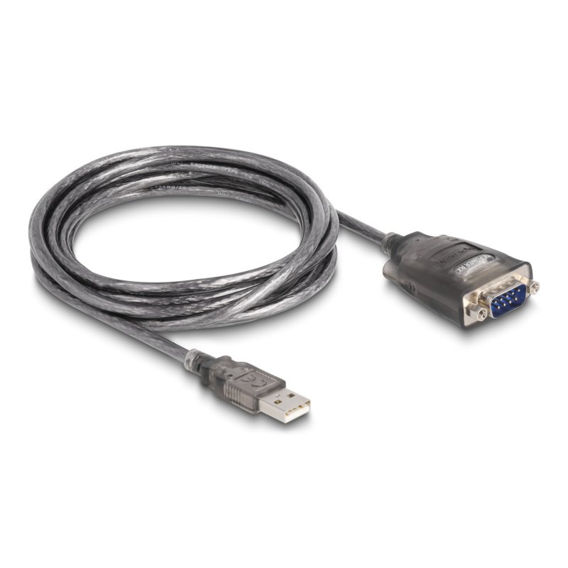 DeLOCK Adaptateur USB 2.0 Type-A vers 1 x Serial RS-232 D-Sub 9 broches mâles avec écrous muni de 3 LED, 3 m