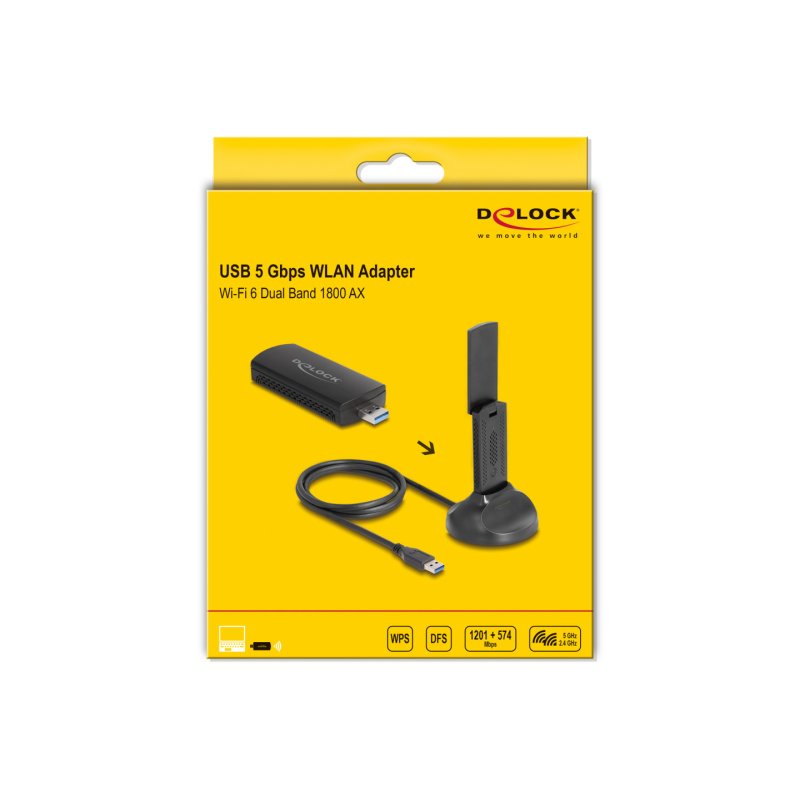Delock Wi-Fi 6 Dualband WLAN USB Adapter AX1800 (1201 574 Mbps)