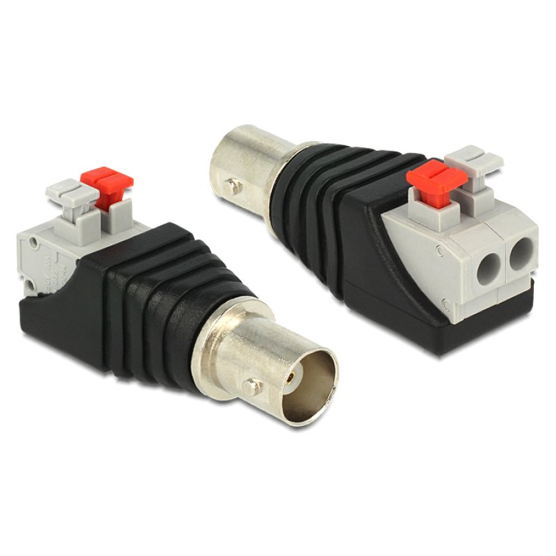 Delock Adapter BNC Buchse Terminalblock mit Drucktasten 2 Pin