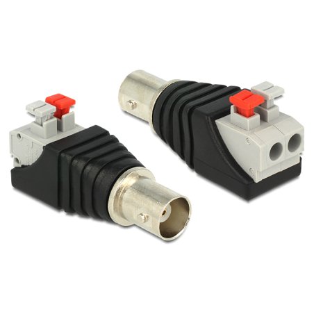 Delock Adapter BNC Buchse Terminalblock mit Drucktasten 2 Pin