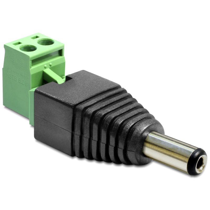 Delock Adapter DC 5,5 x 2,1 mm Stecker Terminalblock 2 Pin 2-teilig