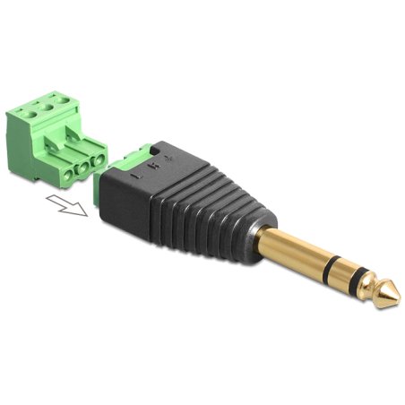 Delock Adapter Klinke Stecker 6,35 mm Terminalblock 3 Pin 2-teilig