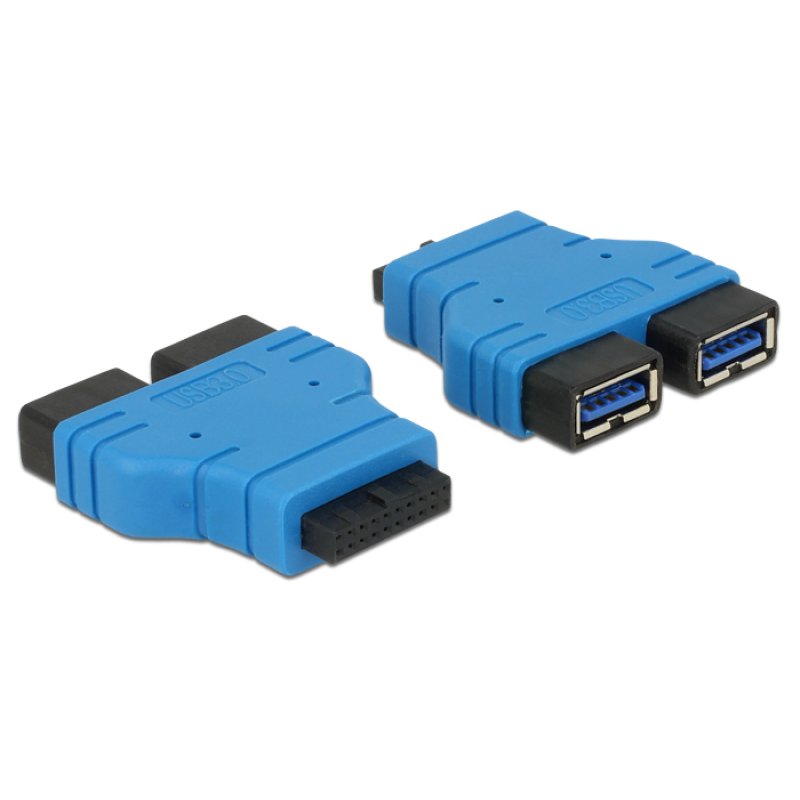 Delock Adapter USB 3.0 Pfostenbuchse 2 x USB 3.0 Typ-A Buchse – nebeneinander