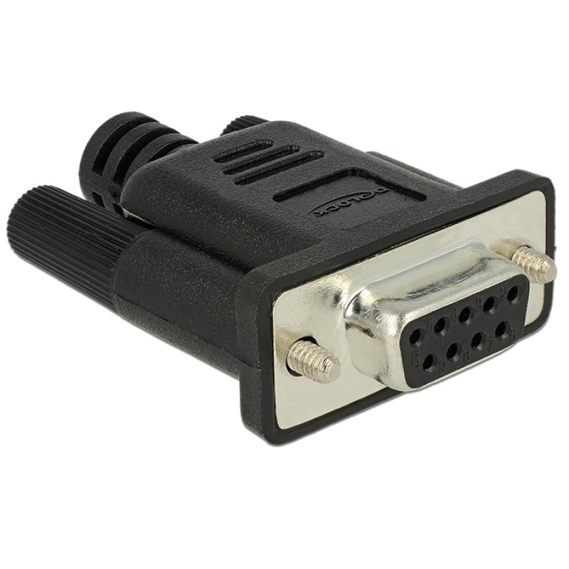 DeLOCK 65843 connecteur de fils RS-232 DB9 Noir, Argent