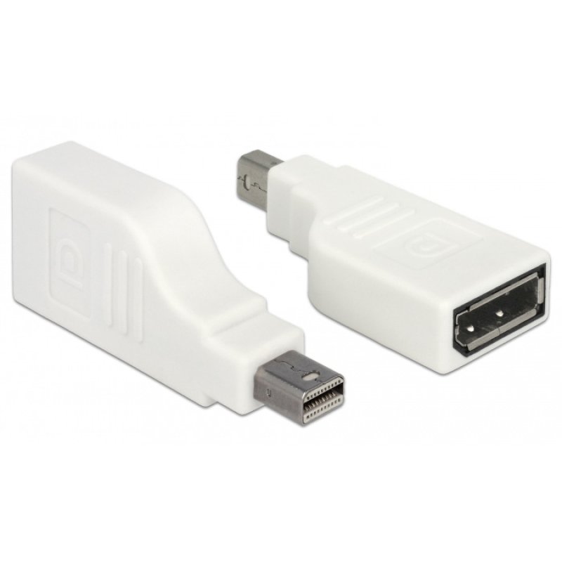 Delock Adapter mini DisplayPort 1.2 Stecker DisplayPort Buchse 4K 90° gedreht weiß