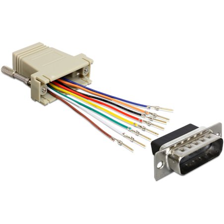 Delock D-Sub 15 Pin Stecker RJ45 Buchse Montagesatz