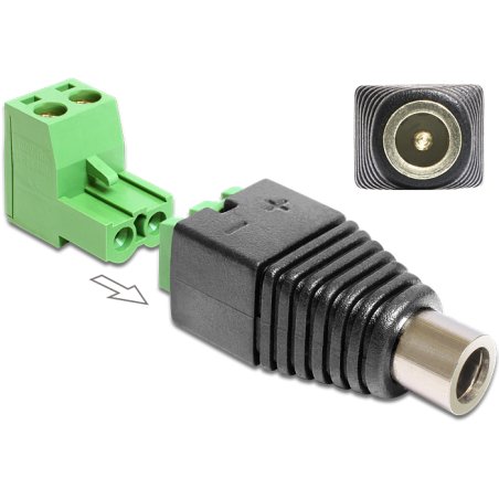 DeLOCK 65486 cable gender changer DC 2.5 x 5.5 mm 2p Black, Green, Silver