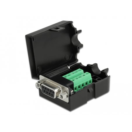 DeLOCK 66265 connecteur de fils Sub-D 9, bornier 10 broches Noir