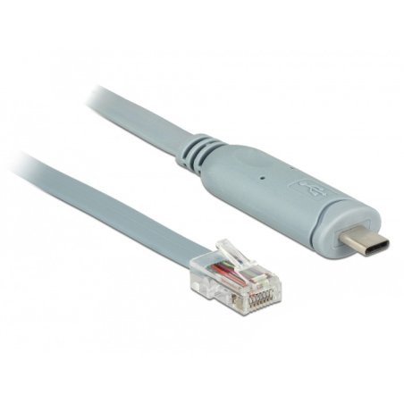 Delock Adapter USB 2.0 Type-C™ Stecker 1 x Seriell RS-232 RJ45 Stecker 0,5 m grau