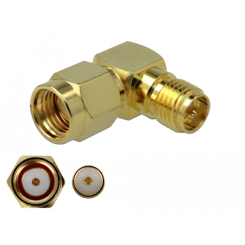 Delock Adapter RP-SMA Stecker zu RP-SMA Buchse 90° 3 GHz