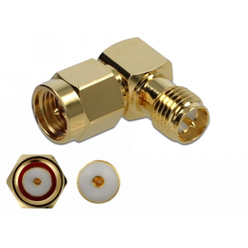 Delock Adapter SMA Stecker zu RP-SMA Buchse 90° 10 GHz