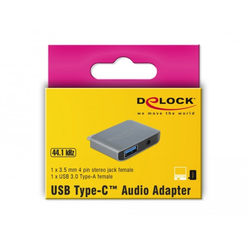Delock Audio Adapter USB Type-C™ Stecker - Klinkenbuchse 3,5 mm USB 3.0 A Buchse