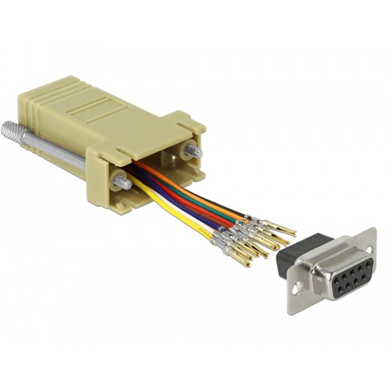 DeLOCK 66164 cable gender changer Sub-D 9 pin Rj-45 Black, Grey, Stainless steel