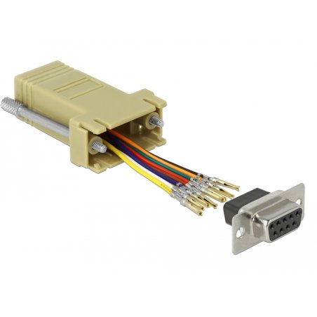 DeLOCK 66164 changeur de genre de câble Sub-D 9 pin Rj-45 Noir, Gris, Acier inoxydable