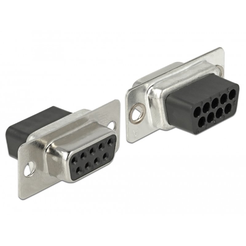Delock D-Sub 9 Pin Buchse zu RJ45 Buchse Montagesatz grau