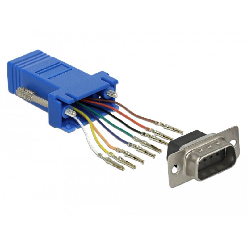 DeLOCK 66167 changeur de genre de câble Sub-D Rj-45 Noir, Bleu, Acier inoxydable