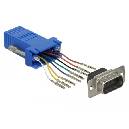 DeLOCK 66167 changeur de genre de câble Sub-D Rj-45 Noir, Bleu, Acier inoxydable