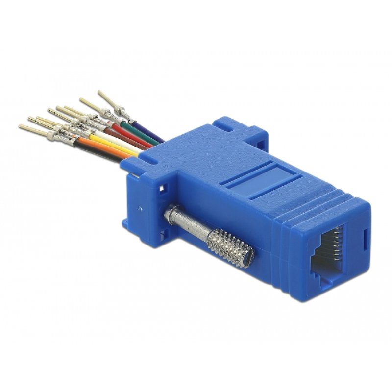 DeLOCK 66167 cable gender changer Sub-D Rj-45 Black, Blue, Stainless steel