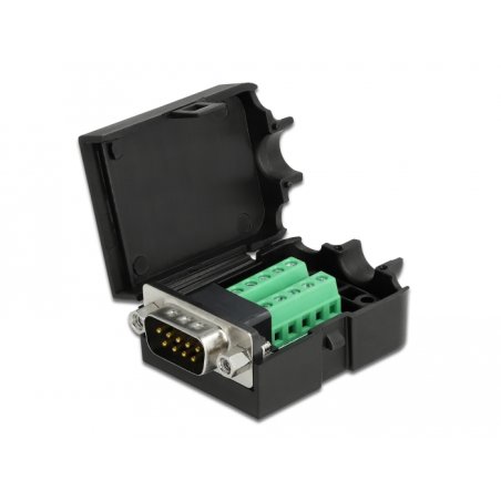 DeLOCK 66264 connecteur de fils Sub-D 9, bornier 10 broches Noir