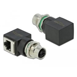 Delock Netzwerkadapter M12 X-kodiert 8 Pin Buchse zu RJ45 Buchse