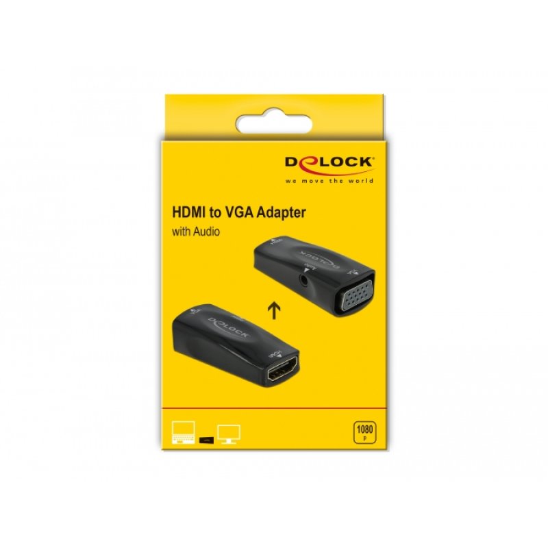 Delock Adapter HDMI-A Buchse zu VGA Buchse 1080p mit Audio