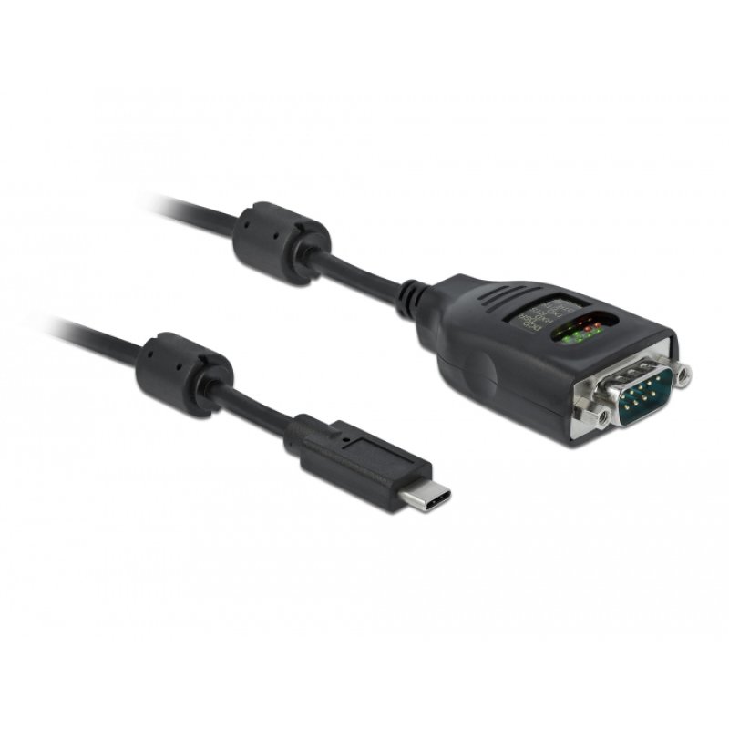 DeLOCK USB Type-C to Serial DB9 Adapter with 9 LED RS-232 Tester
