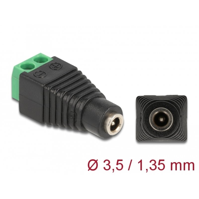 Delock Adapter DC 1,35 x 3,5 mm Buchse Terminalblock 2 Pin