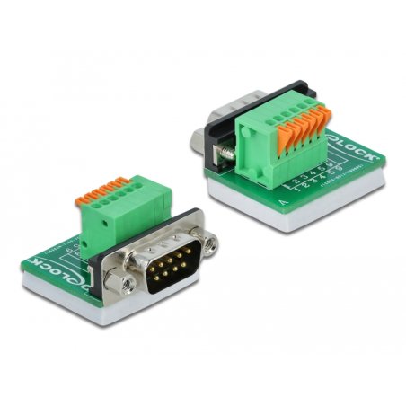 DeLOCK D-Sub 9 mâle à adaptateur de bornier avec bouton-poussoir vertical