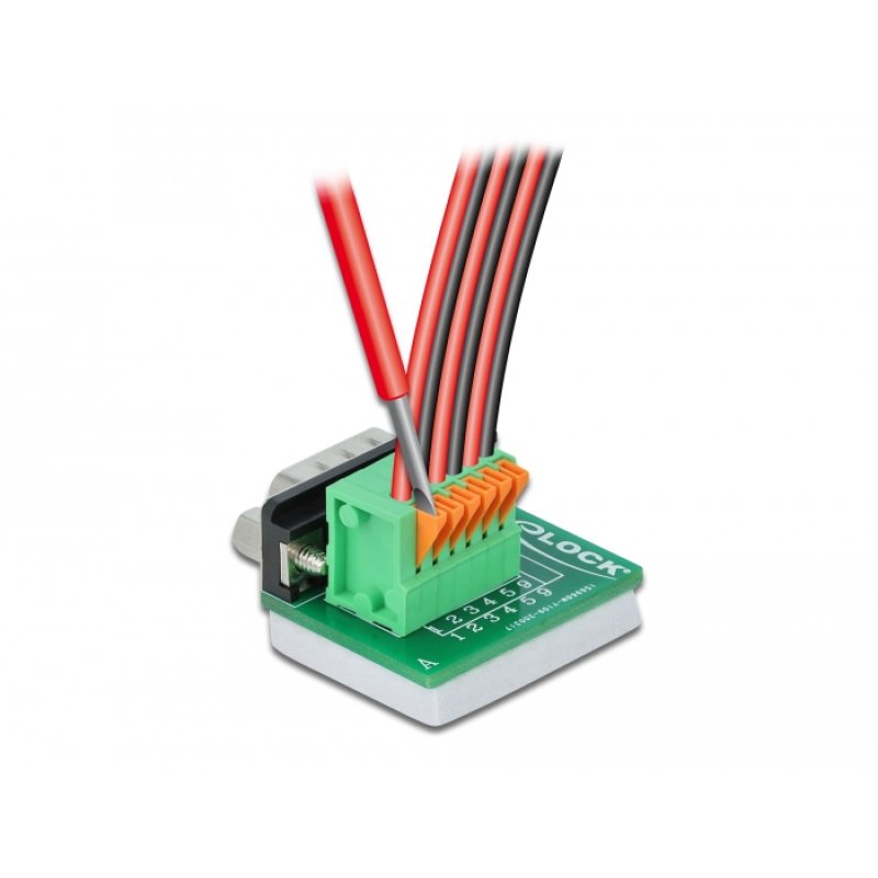 DeLOCK D-Sub 9 male to Terminal Block with Push Button vertical