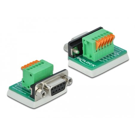 DeLOCK D-Sub9 female to Terminal Block with Push Button vertical