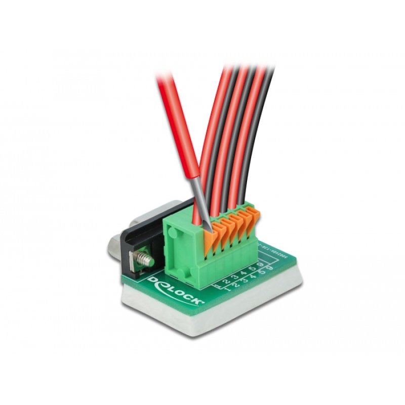 DeLOCK D-Sub9 female to Terminal Block with Push Button vertical