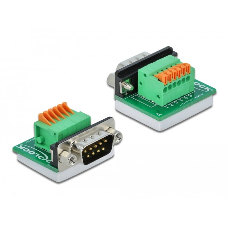 DeLOCK D-Sub9 mâle à adaptateur de bornier avec bouton-poussoir horizontal