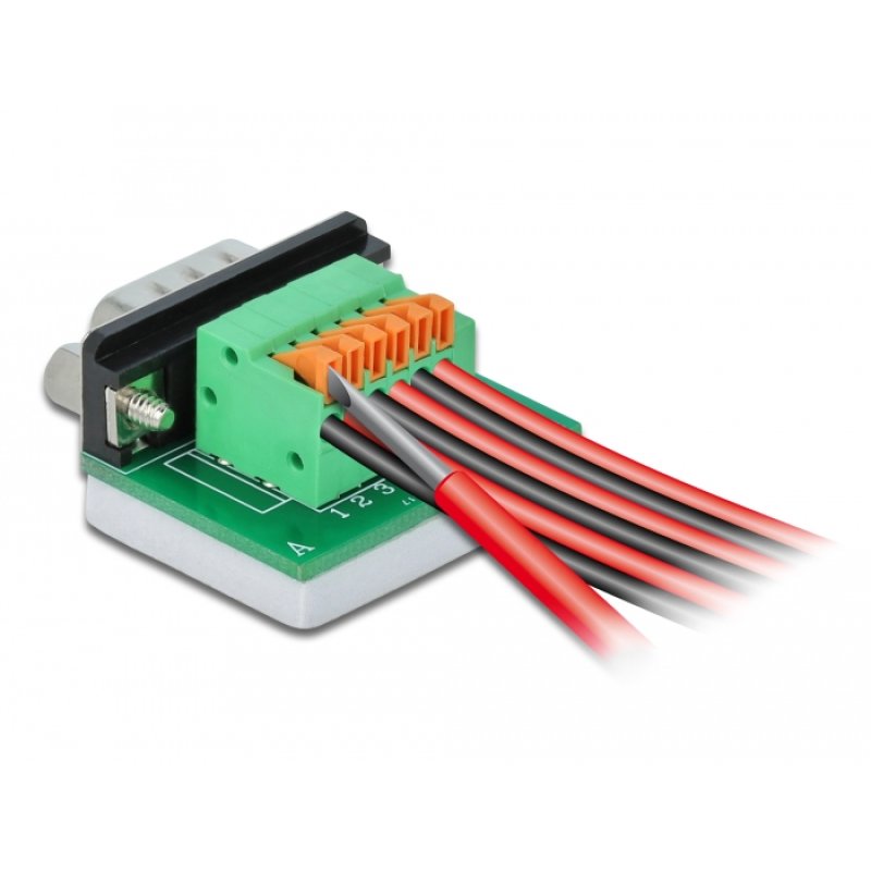 DeLOCK D-Sub9 male to Terminal Block with Push Button horizontal