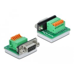 Delock D-Sub9 Buchse zu Terminalblock mit Drucktaster horizontal