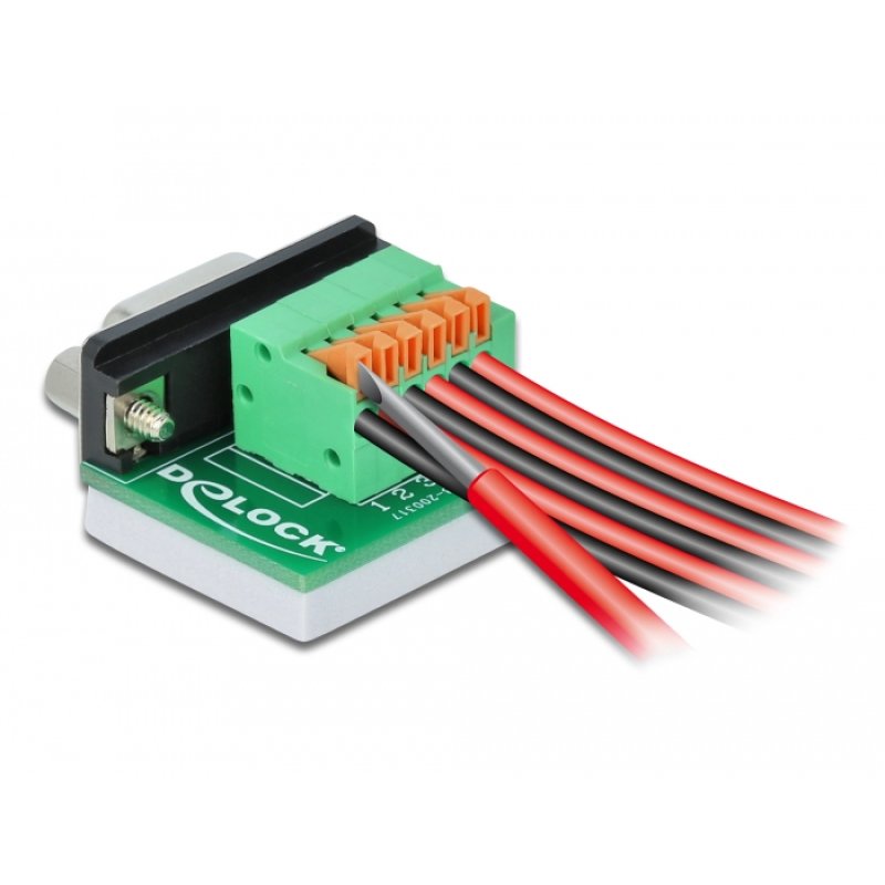 DeLOCK D-Sub9 femelle à adaptateur de bornier avec bouton-poussoir horizontal