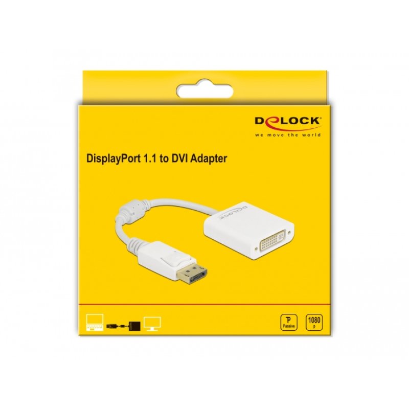 DeLOCK Adaptateur DisplayPort 1.1 mâle vers DVI femelle passif blanc