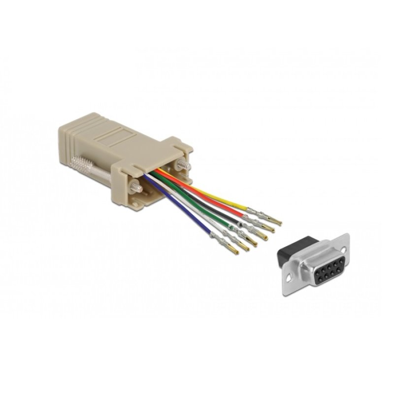 Delock D-Sub 9 Pin Buchse zu RJ12 6P/6C Buchse Montagesatz