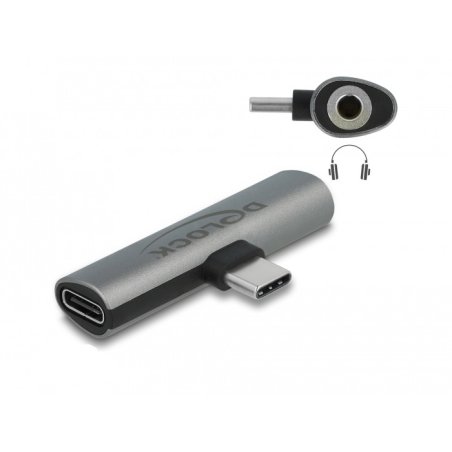 Delock Audio Adapter USB Type-C™ zu Klinkenbuchse und USB Type-C™ PD grau