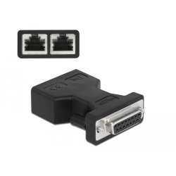 Delock D-Sub 15 Pin Buchse zu 2 x RJ45 Buchse AUI (Attachment Unit Interface) Adapter