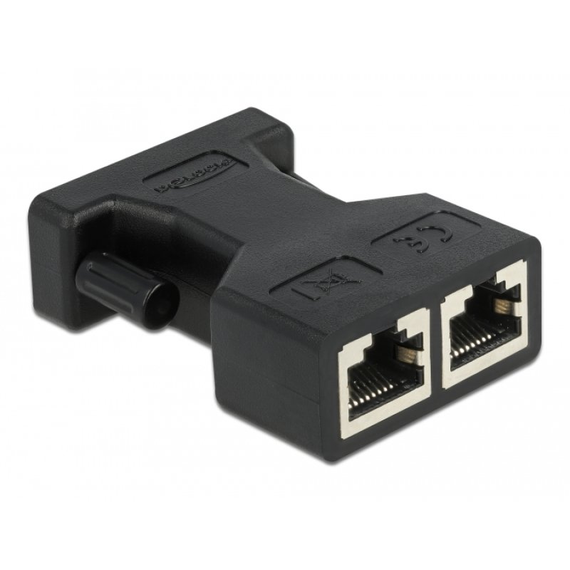 DeLOCK Adaptateur D-Sub 15 broches femelles à 2 x RJ45 femelles