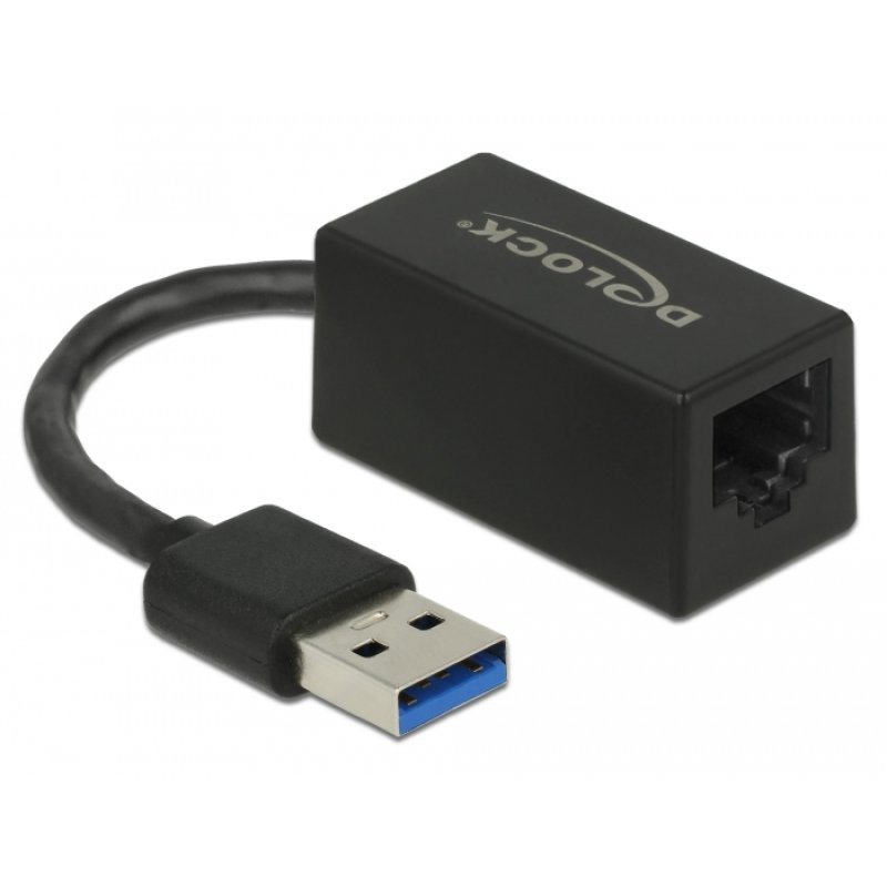 Delock USB Typ-A Netzwerk Adapter Gigabit LAN 1 x RJ45 kompakt schwarz ASIX