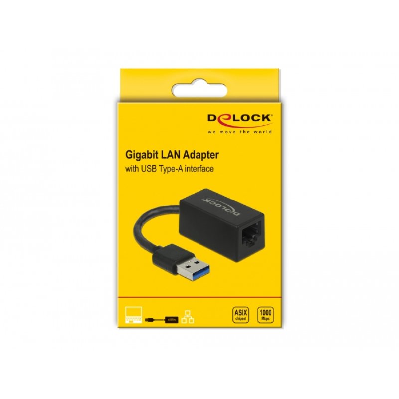 DeLOCK Adaptateur USB Type-A à LAN Gigaoctet - compact noir