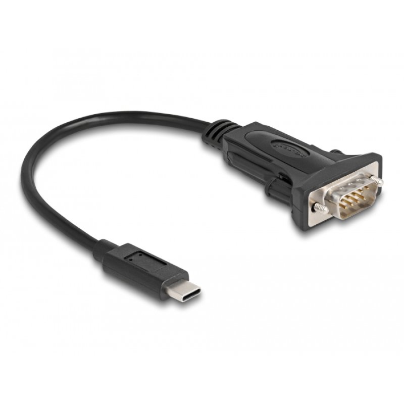 DeLOCK Adaptateur USB Type-C à 1 x Serial RS-232 D-Sub, 9 broches males avec vis, 0,25 m